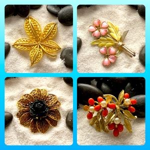 Clearance- Gold Floral Brooches